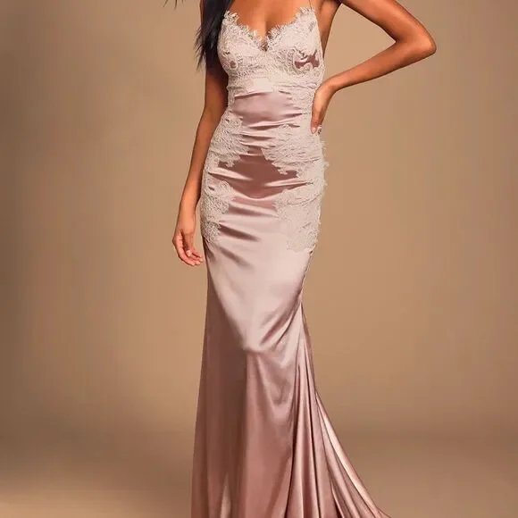 Lulus Fantasy Come True Mauve Pink Satin Dress - Picture 2 of 5